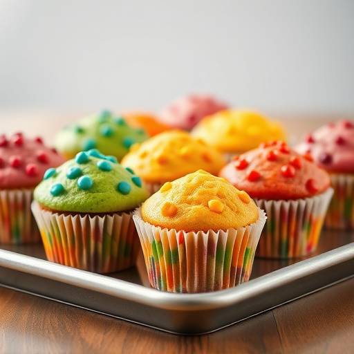 An assortment of colorful and flavorful muffins on a tray.