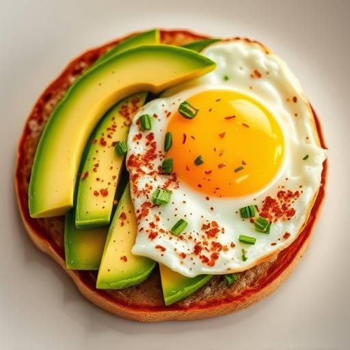 Avocado toast with sliced avocado, everything bagel seasoning, and a fried egg.
